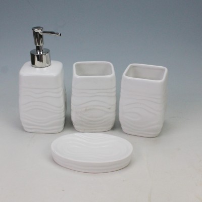 Ceramics Soap Dish, Soap Dispenser, Tumbler Bathroom Accessory 4 Piece Set