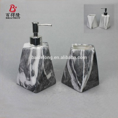 2 Piece Grey Faux-Marble Ceramic Bathroom Accessory Set