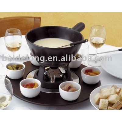 Ceramic Chocolate Cheese Fondue Set with 4 Stainless Steel Forks Kitchen Home